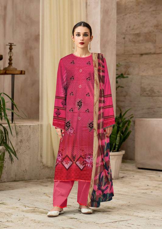 3 pc Sapphire Embroidery  Lawn D-1