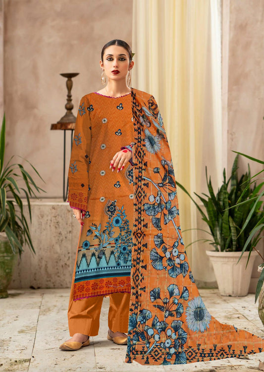 3 pc Sapphire Embroidery  Lawn D-8